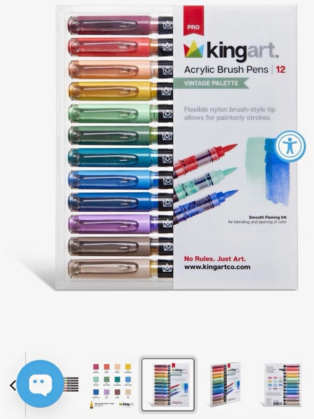 Kingart Acrylic Brush Pens - 12-Color Vintage Palette